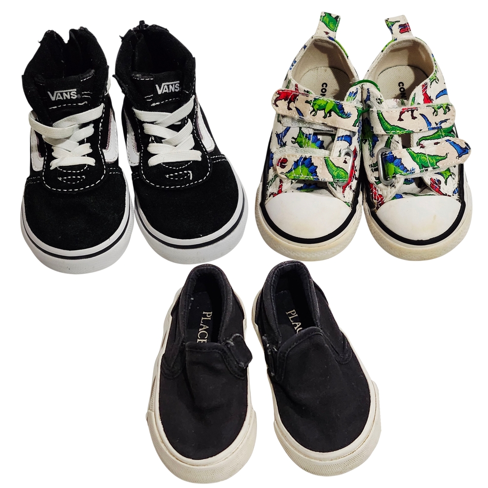 Lot of 3 Toddler Shoes – Vans, Converse, Children’s Place – Size 5/6 - Black